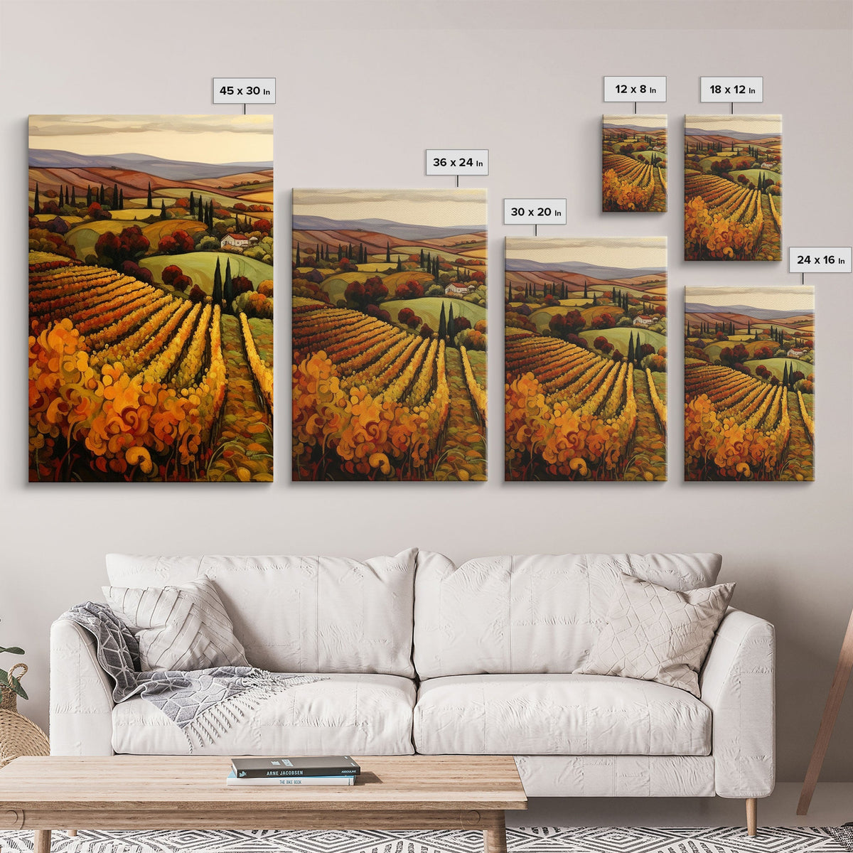 Italian Vineyard Framed Canvas Prints, 3 Piece Art