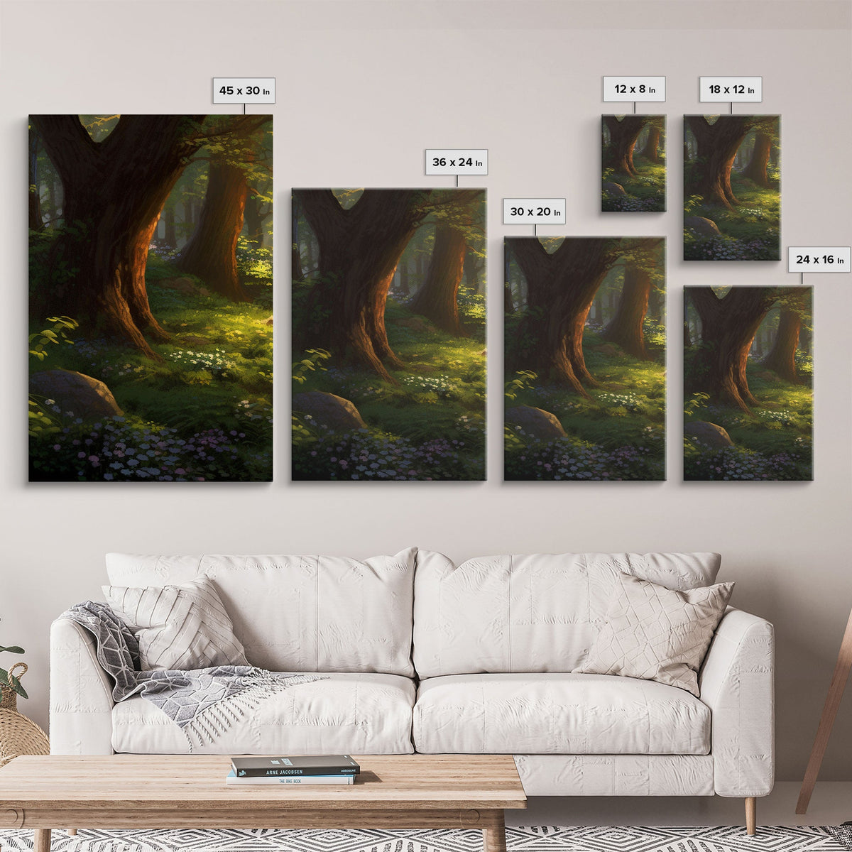 Forest Print Wall Art, Canvas Print, 3 Piece Wall Art