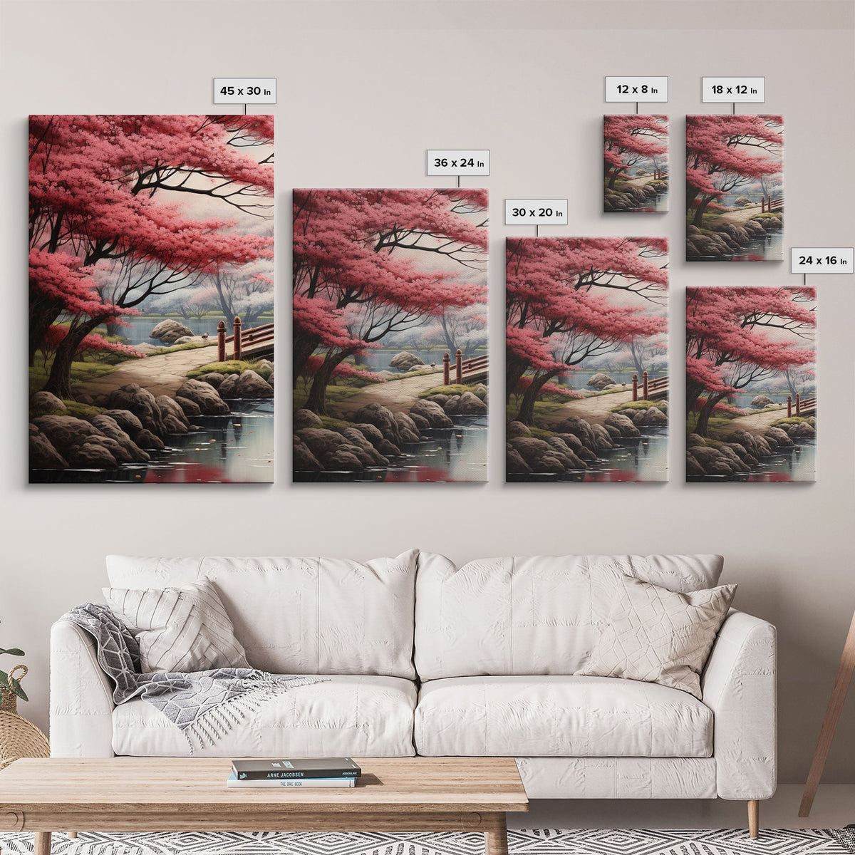 Japanese Print, Landscape Wall Art, Canvas Print, 3 Piece