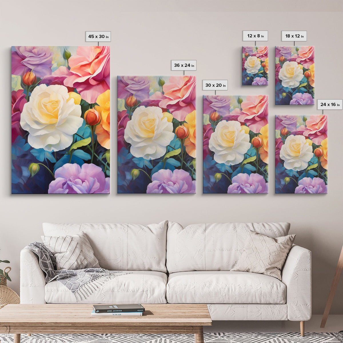Beautiful Rose Art, Framed Canvas Print, 3 Piece Art Set