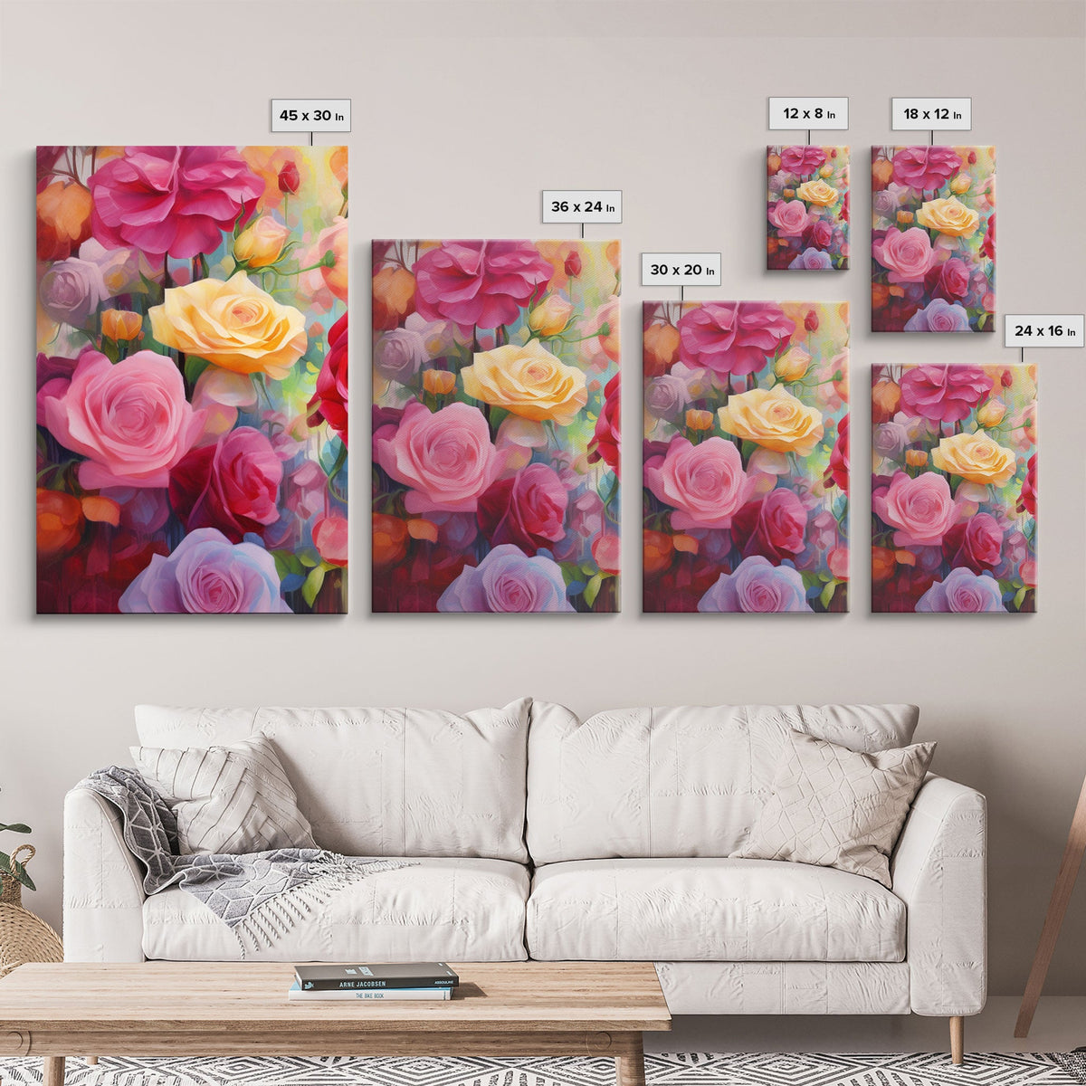 Roses Wall Art, Canvas Print, 3 Piece Wall Art