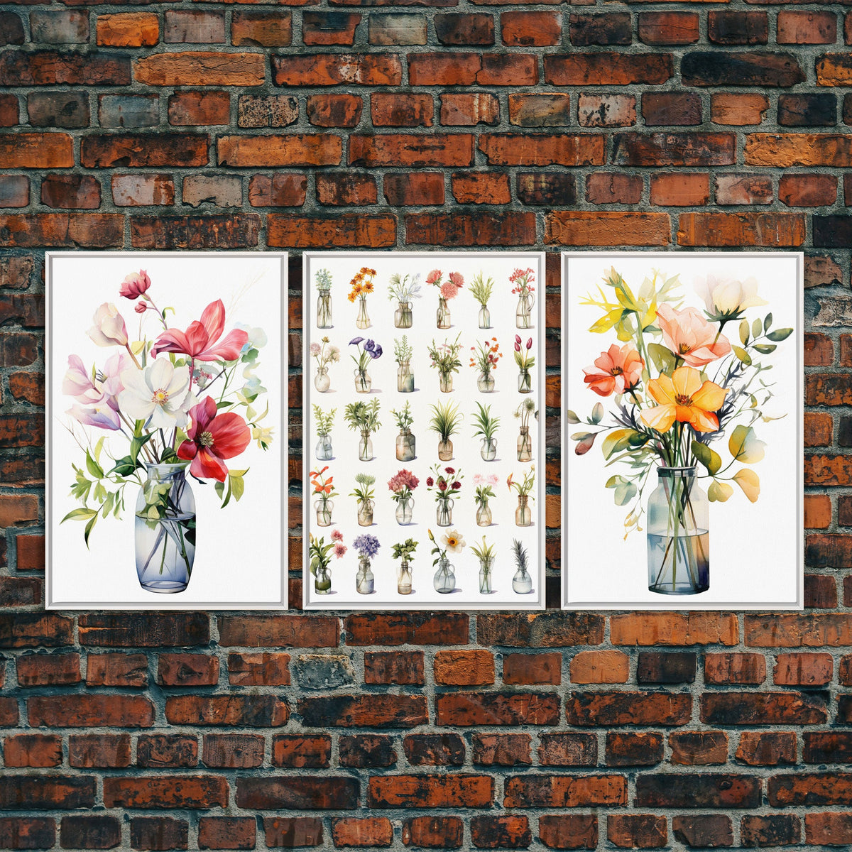 3 Piece Set, Cute Kawaii Floral Print, Wall Decor