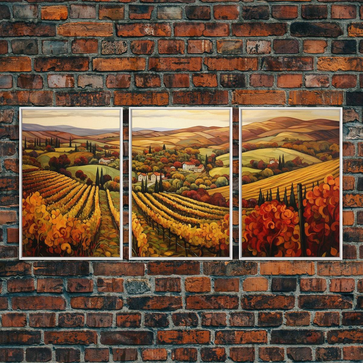 Italian Vineyard Framed Canvas Prints, 3 Piece Art
