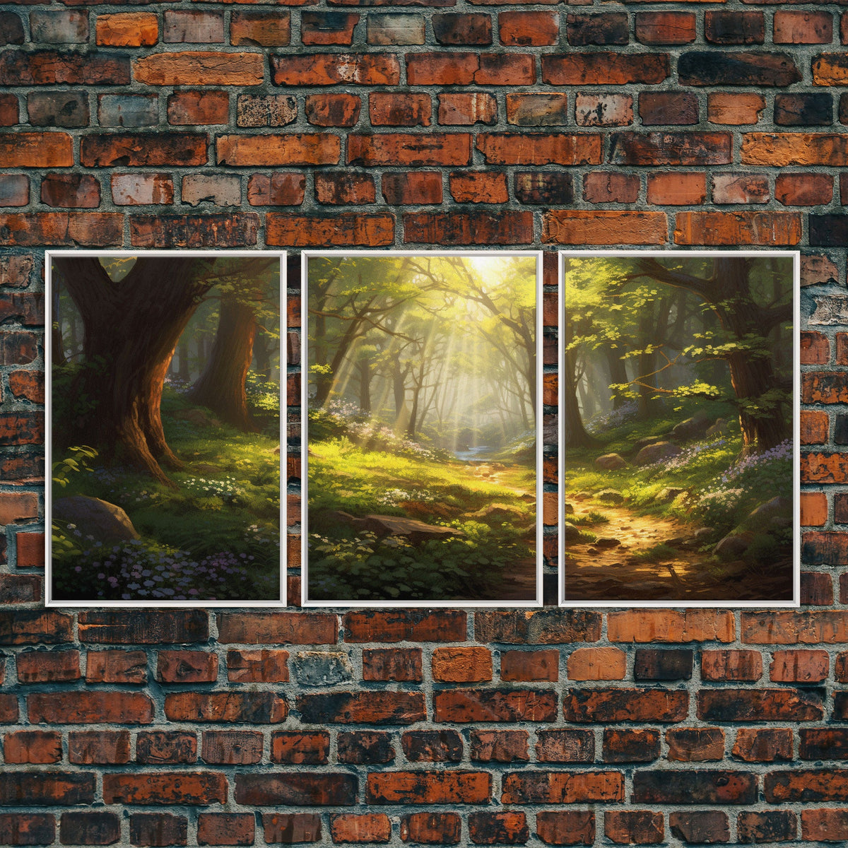 Forest Print Wall Art, Canvas Print, 3 Piece Wall Art