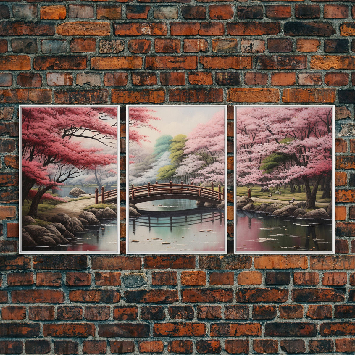 Japanese Print, Landscape Wall Art, Canvas Print, 3 Piece