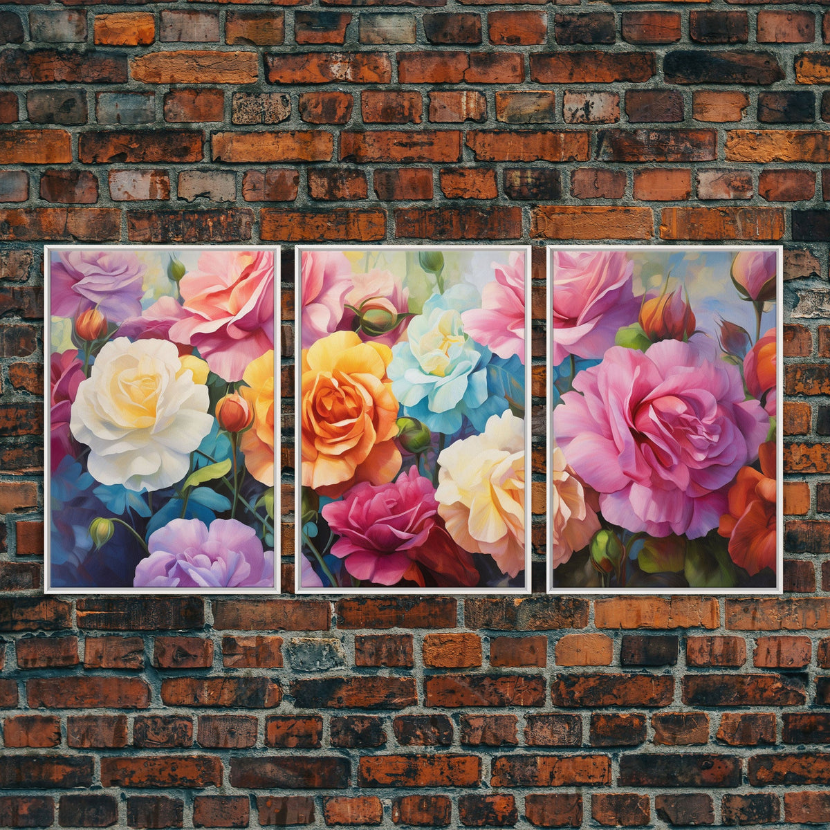 Beautiful Rose Art, Framed Canvas Print, 3 Piece Art Set