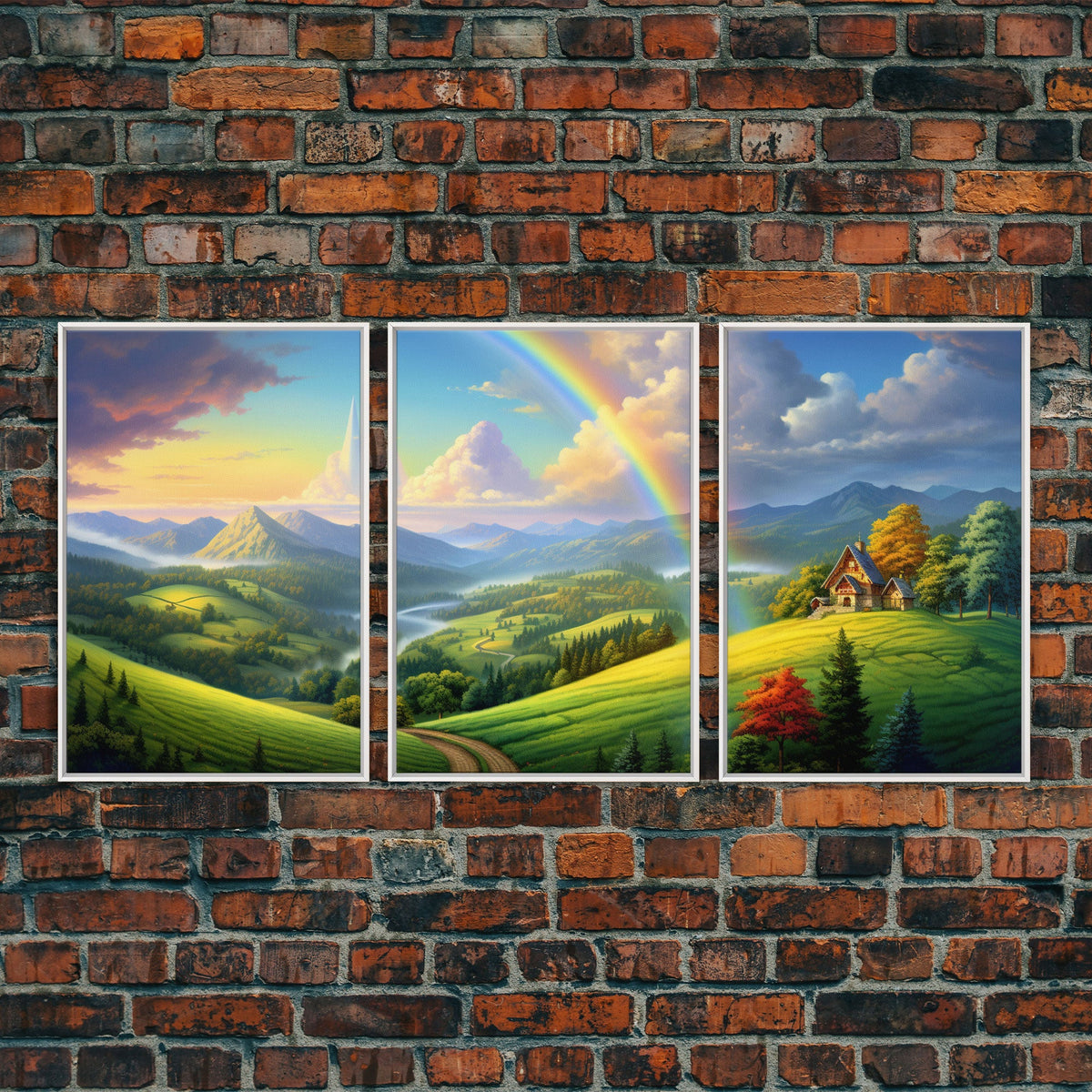 Rainbow Wall Art, Canvas Print, 3 Piece Wall Art