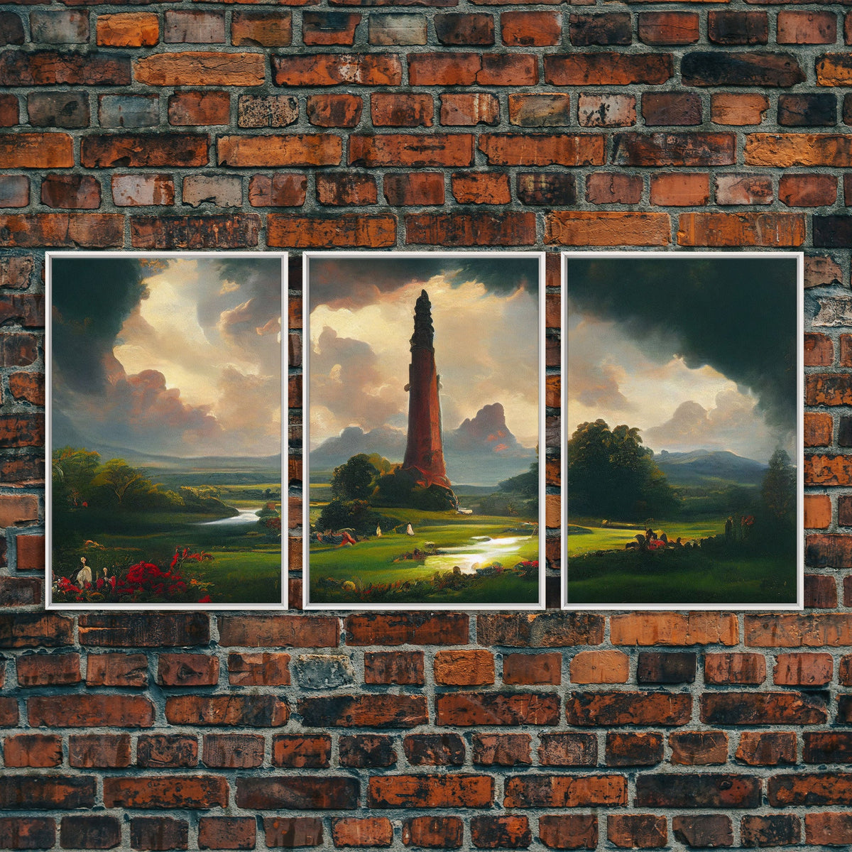 The Dark Tower, 3 Piece Panoramic Art, Ready To Hang Canvas Print