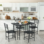 5 Piece Wooden Rectangular Dining Table Set