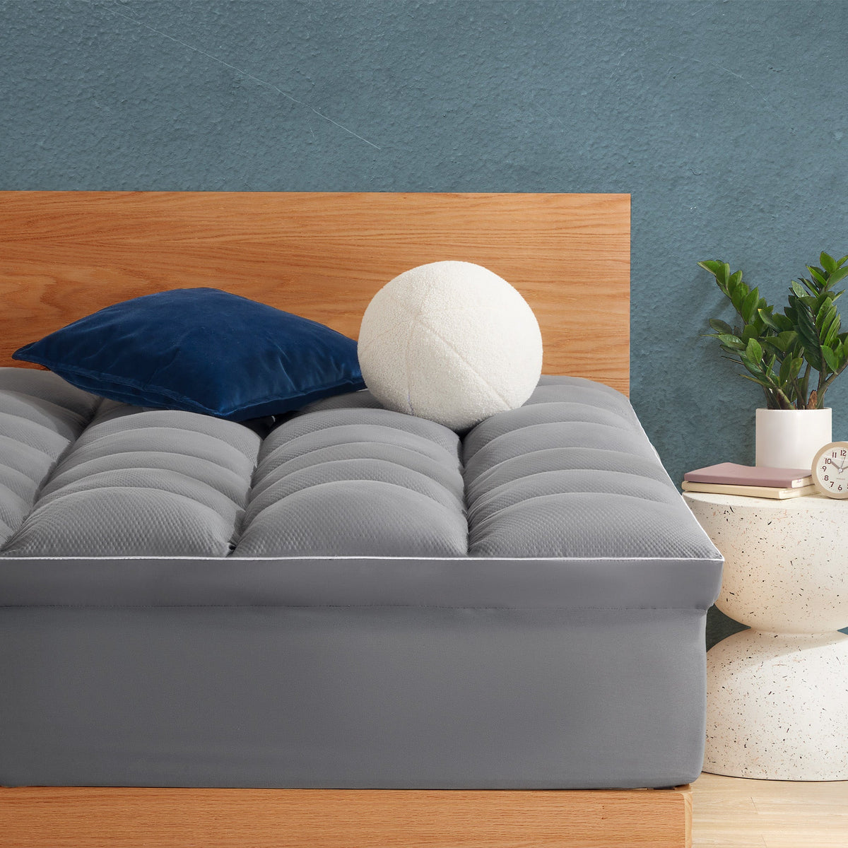 Extra Fluffy Mattress Pad Deep Pockets - Grey