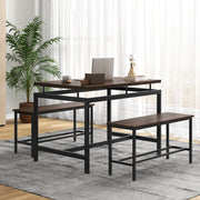 3 Pieces Dining Table Set - Brown