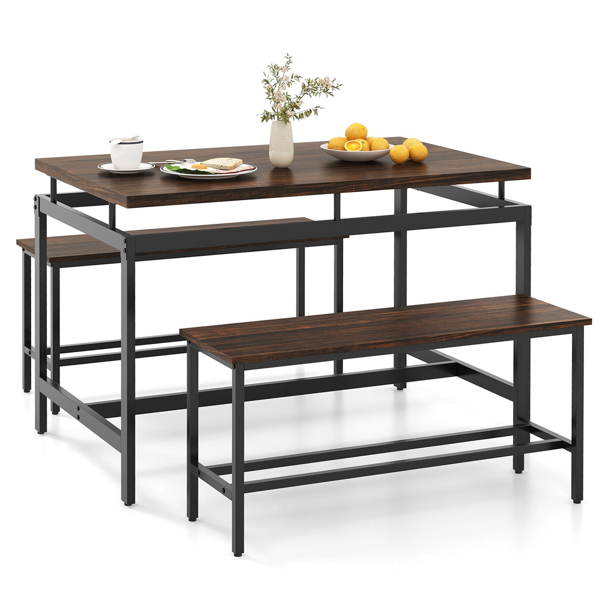 3 Pieces Dining Table Set - Brown