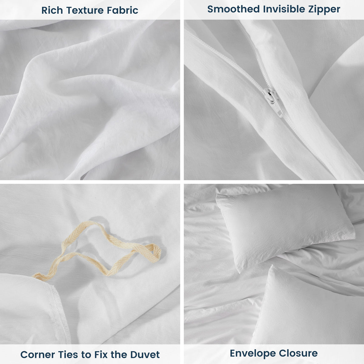 Stone Washed Duvet Cover Set - White