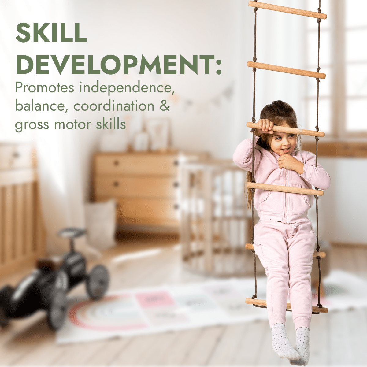 3-in-1 Swing & Climbing Set: Rope Ladder, Gym Rings & Disc Swing