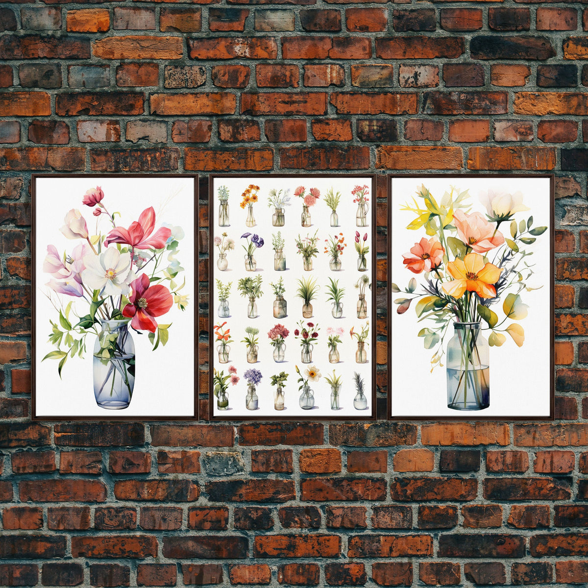 3 Piece Set, Cute Kawaii Floral Print, Wall Decor