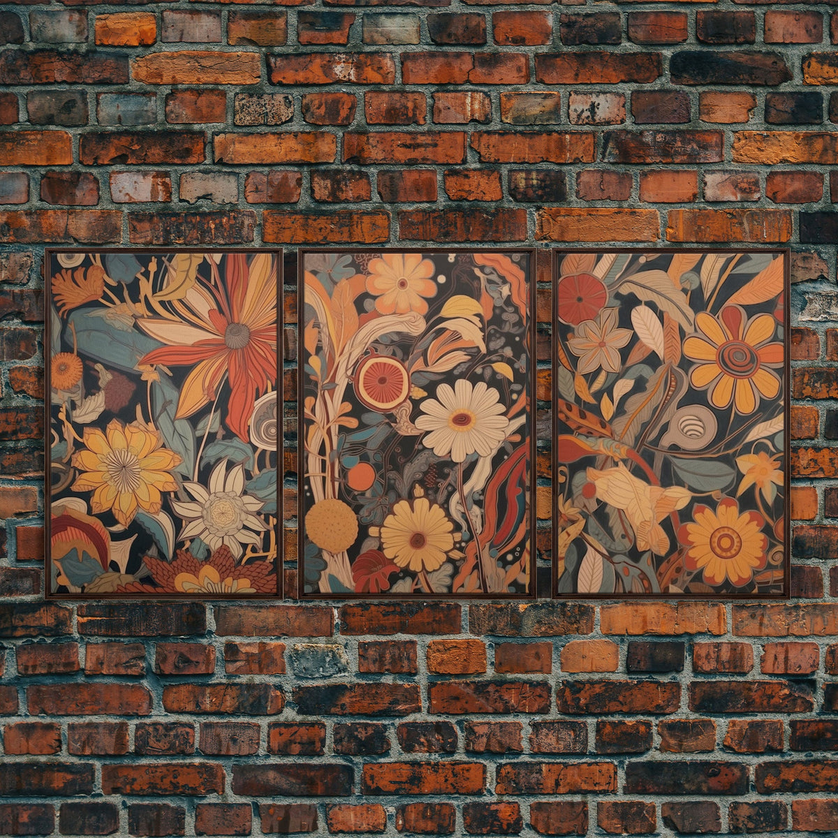 Midcentury Modern Framed Canvas Wall Art Set