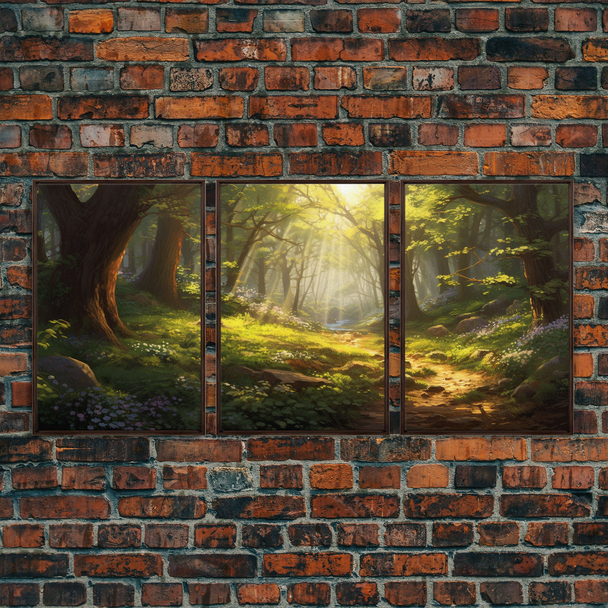 Forest Print Wall Art, Canvas Print, 3 Piece Wall Art