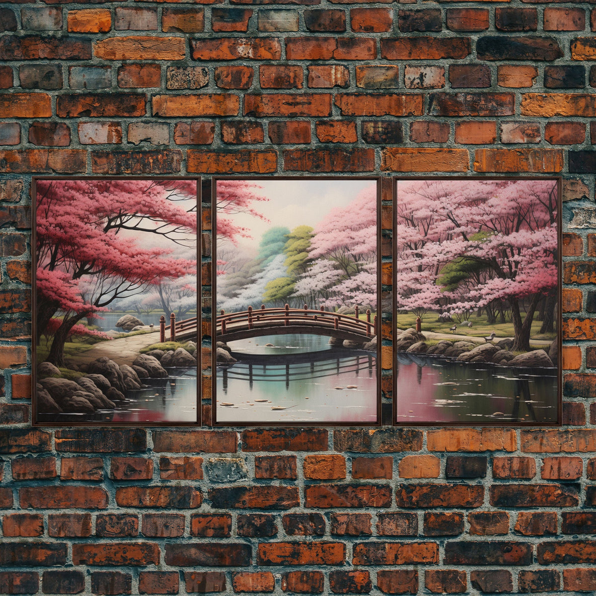 Japanese Print, Landscape Wall Art, Canvas Print, 3 Piece
