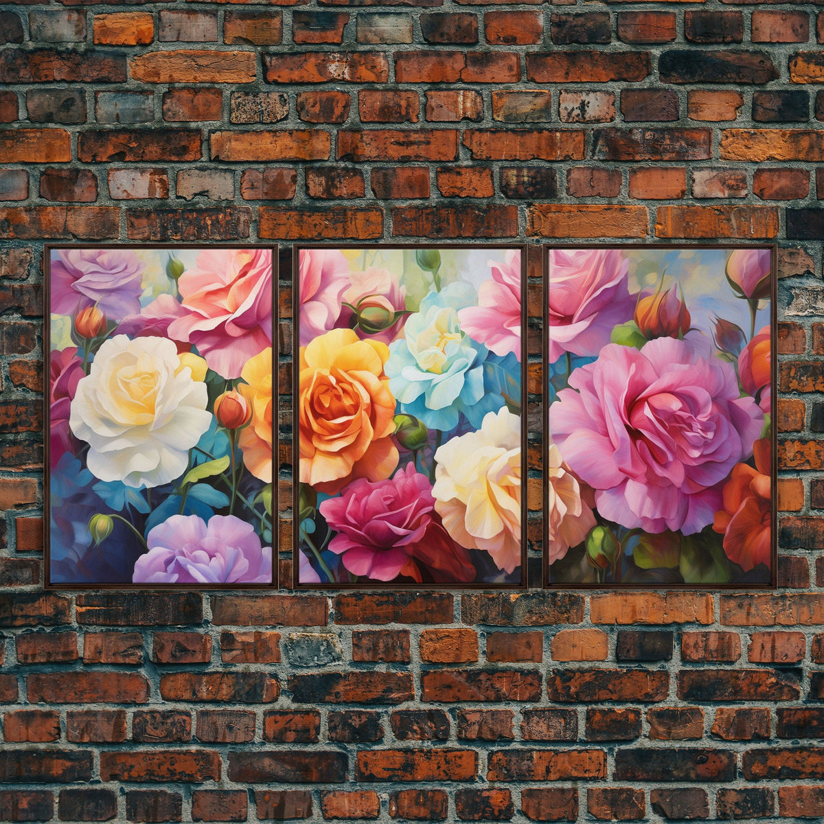 Beautiful Rose Art, Framed Canvas Print, 3 Piece Art Set