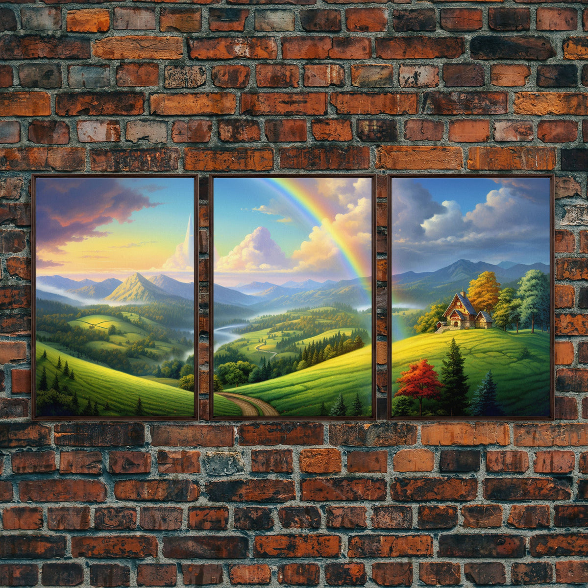 Rainbow Wall Art, Canvas Print, 3 Piece Wall Art