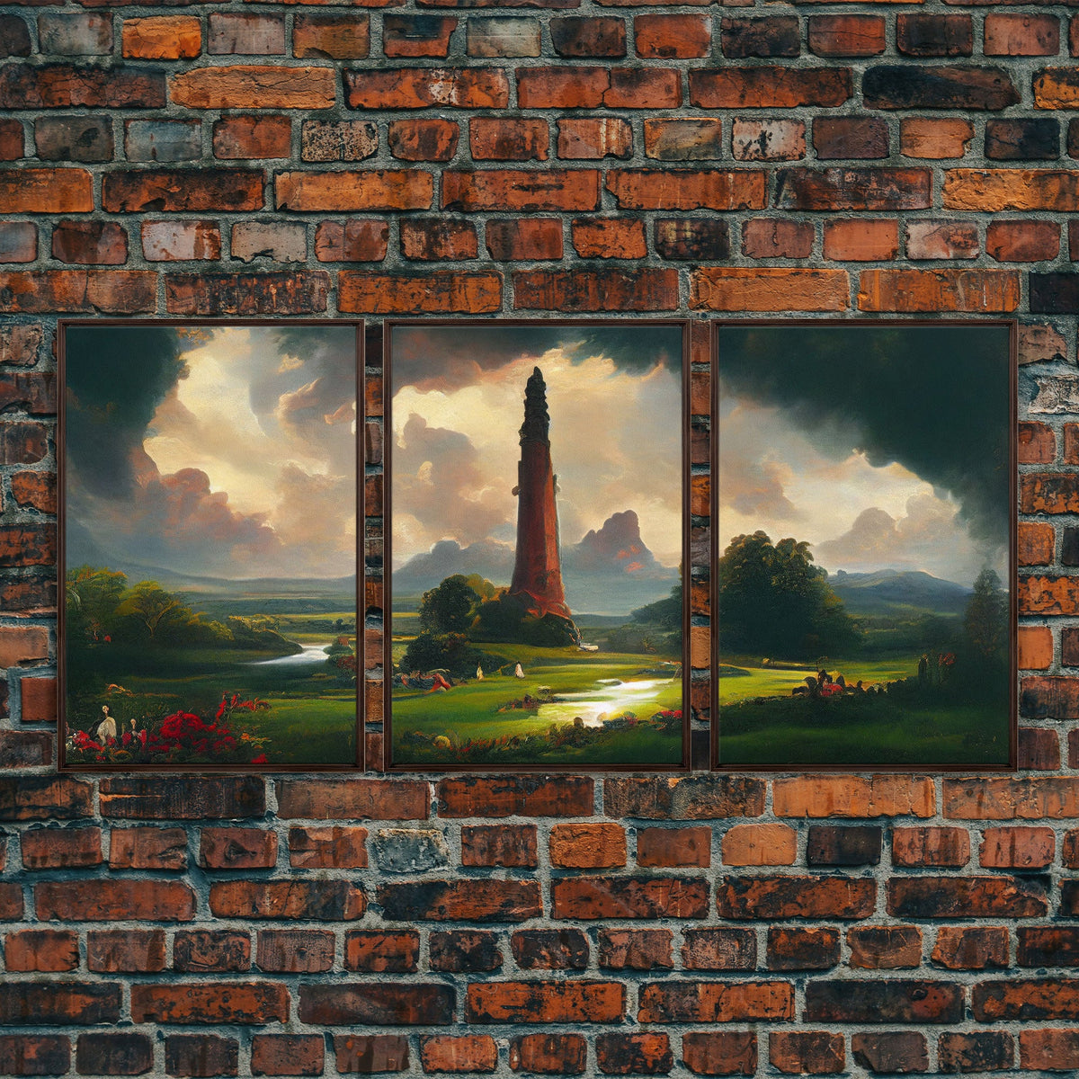 The Dark Tower, 3 Piece Panoramic Art, Ready To Hang Canvas Print