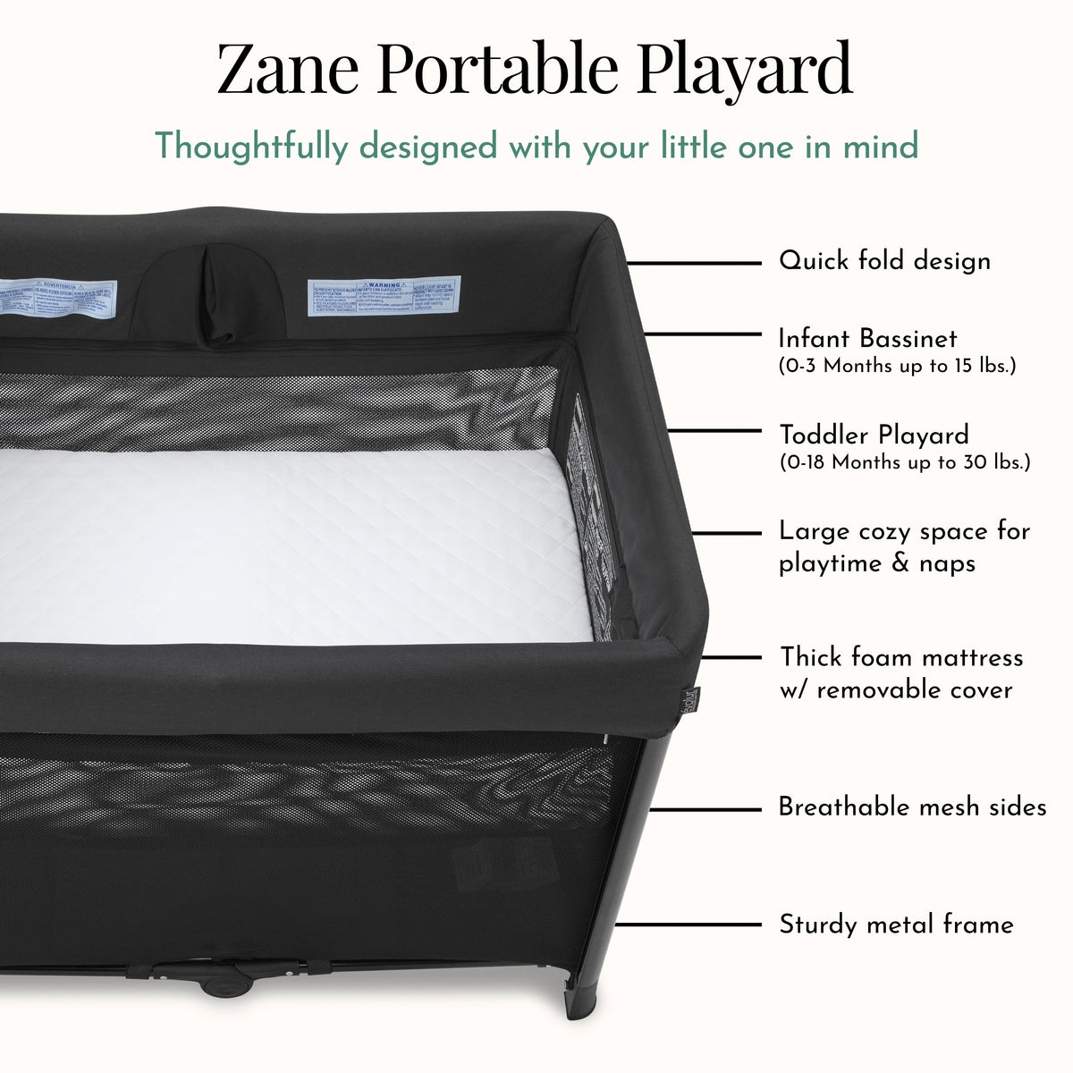 Evolur Zane Portable On The Go Instant Fold Baby Playard