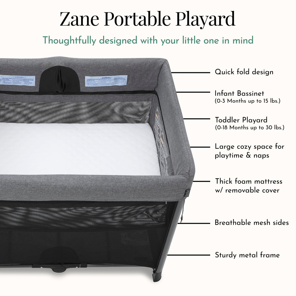 Evolur Zane Portable On The Go Instant Fold Baby Playard