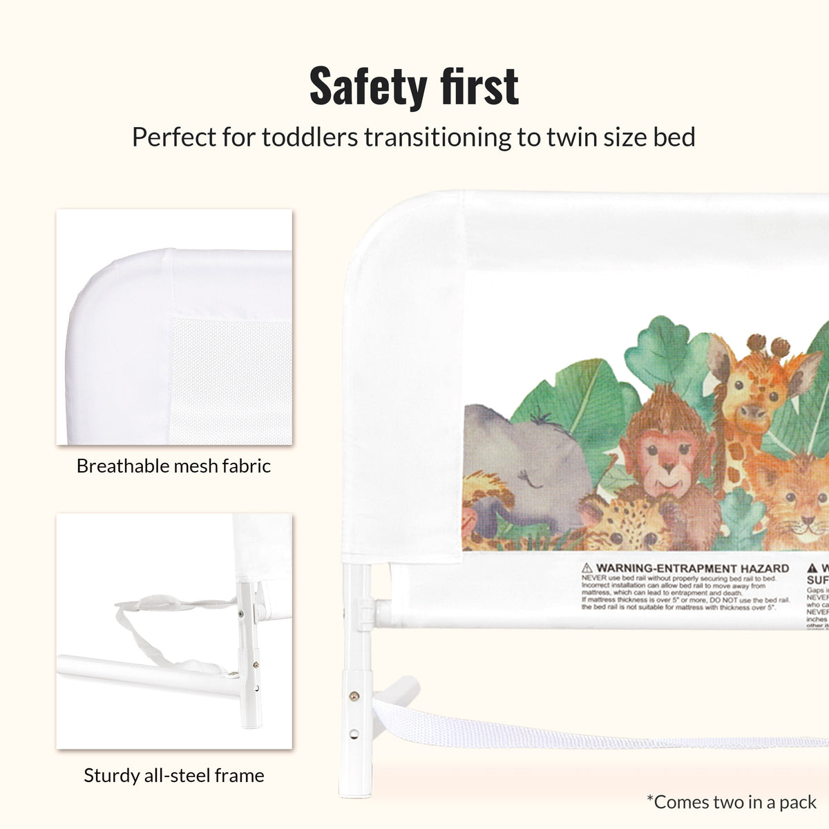 Dream On Me Mesh Security Bed Rails, Double Pack