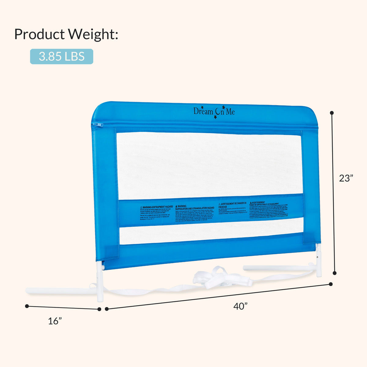 Dream On Me Lilibet Twin/Full/Queen Mesh Safety Bed Rail Single Pack