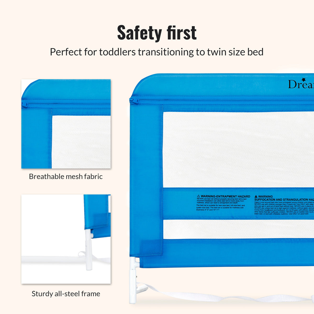 Dream On Me Lilibet Twin/Full/Queen Mesh Safety Bed Rail Single Pack