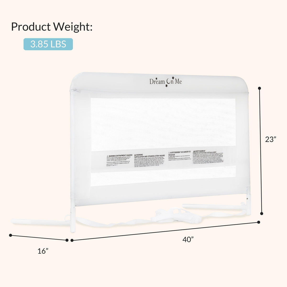 Dream On Me Lilibet Twin/Full/Queen Mesh Safety Bed Rail Single Pack