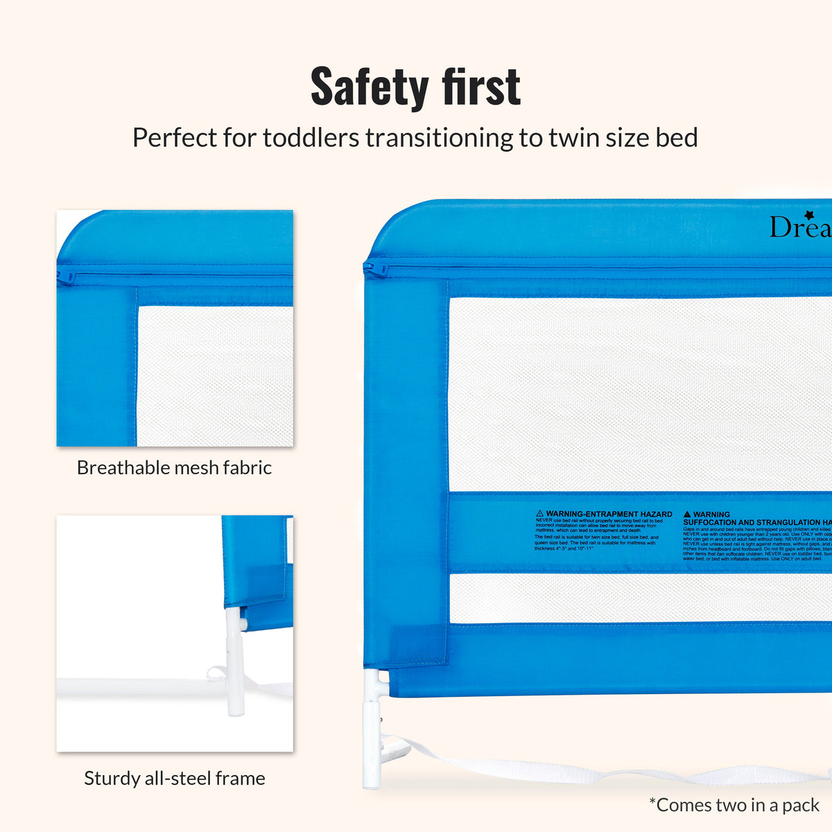 Dream On Me Lilibet Twin/Full/Queen Mesh Safety Bed Rails