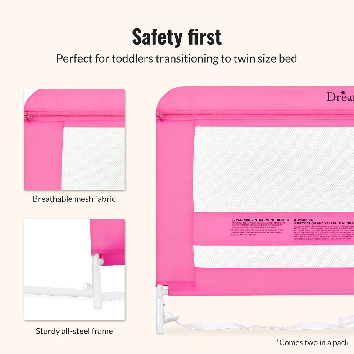 Dream On Me Lilibet Twin/Full/Queen Mesh Safety Bed Rails