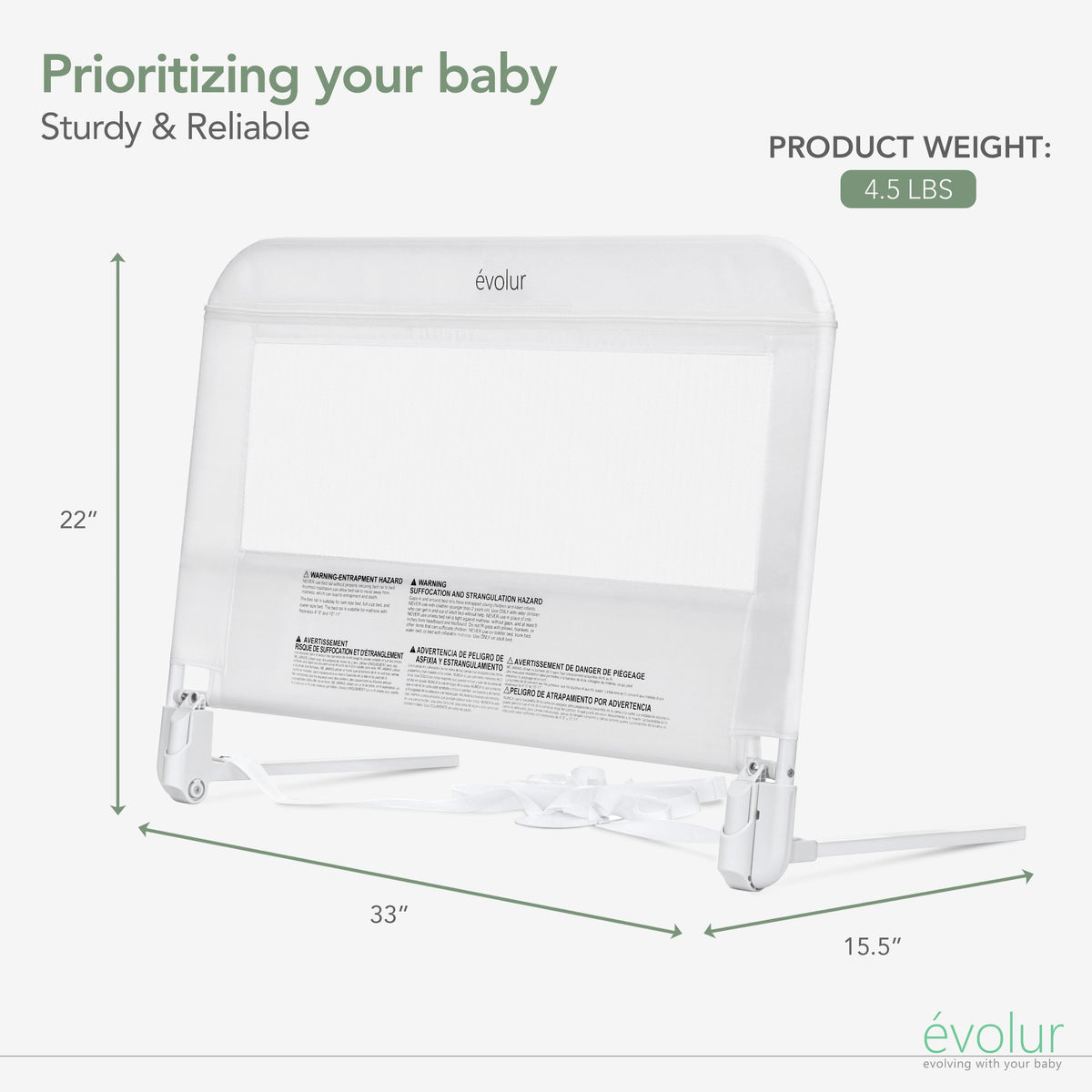 Evolur Snooze Shield Universal Swing-Down Guardrail