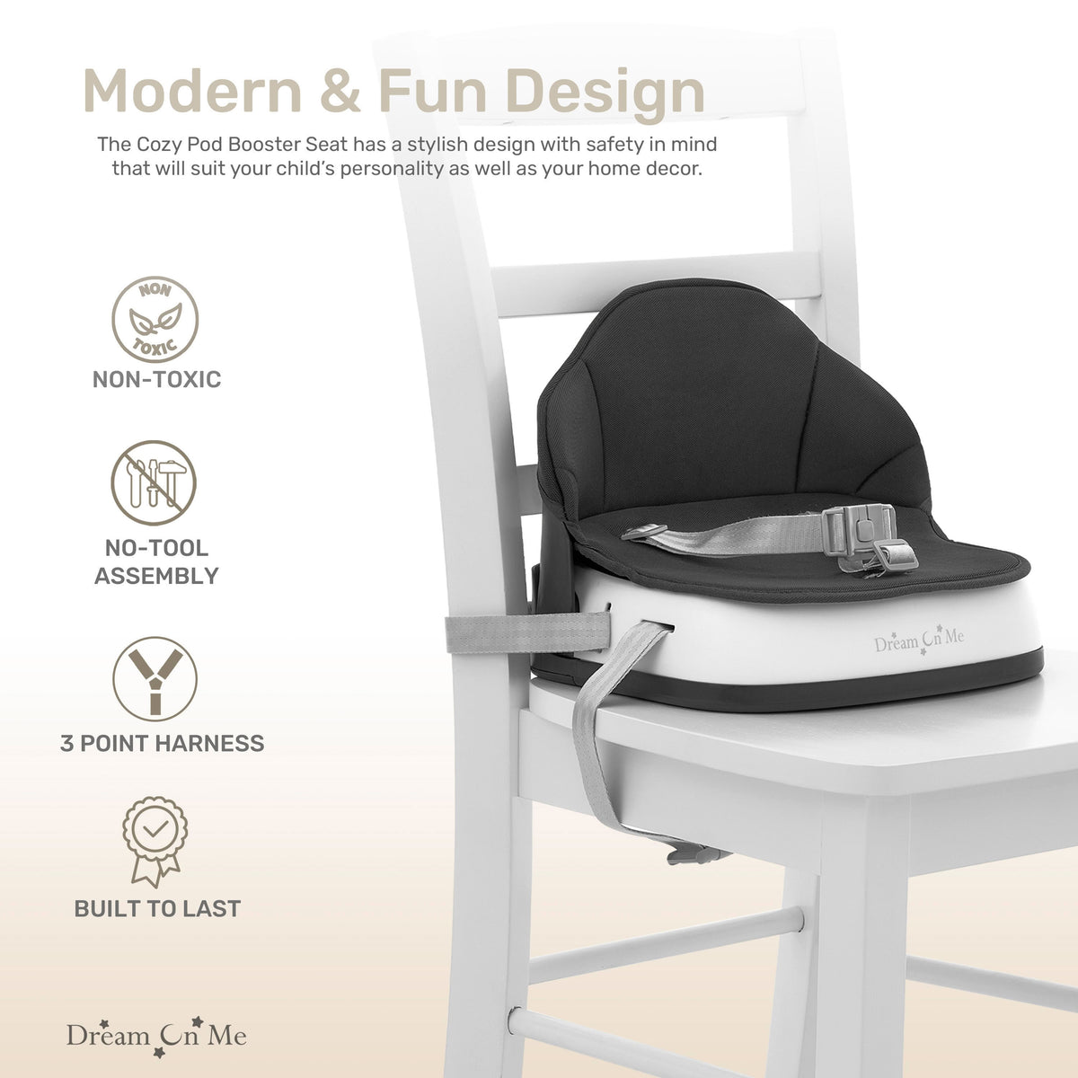 Dream On Me Cozy Pod Booster Seat with Removable Cover