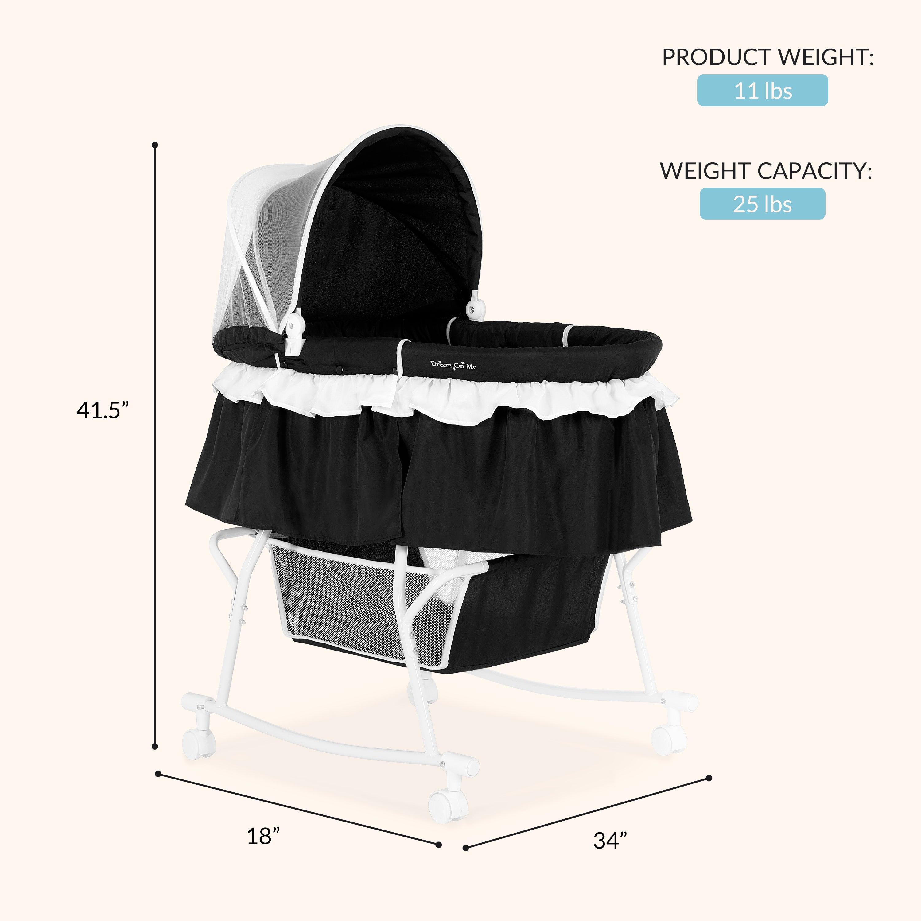 Dream On Me Lacy Portable 2-In-1 Bassinet