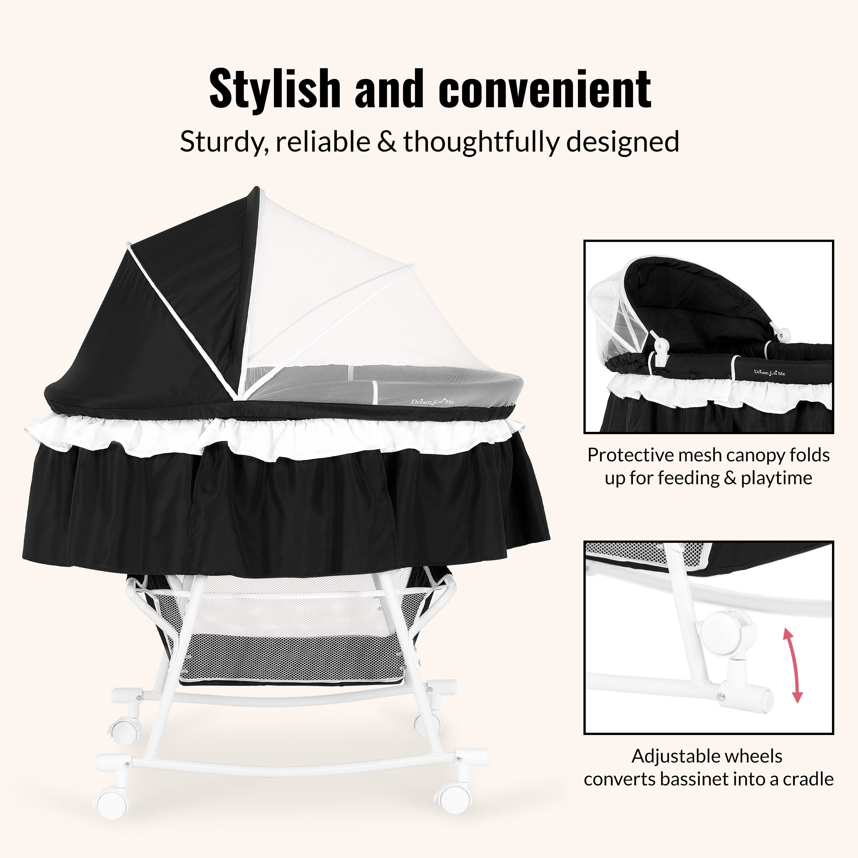 Dream On Me Lacy Portable 2-In-1 Bassinet