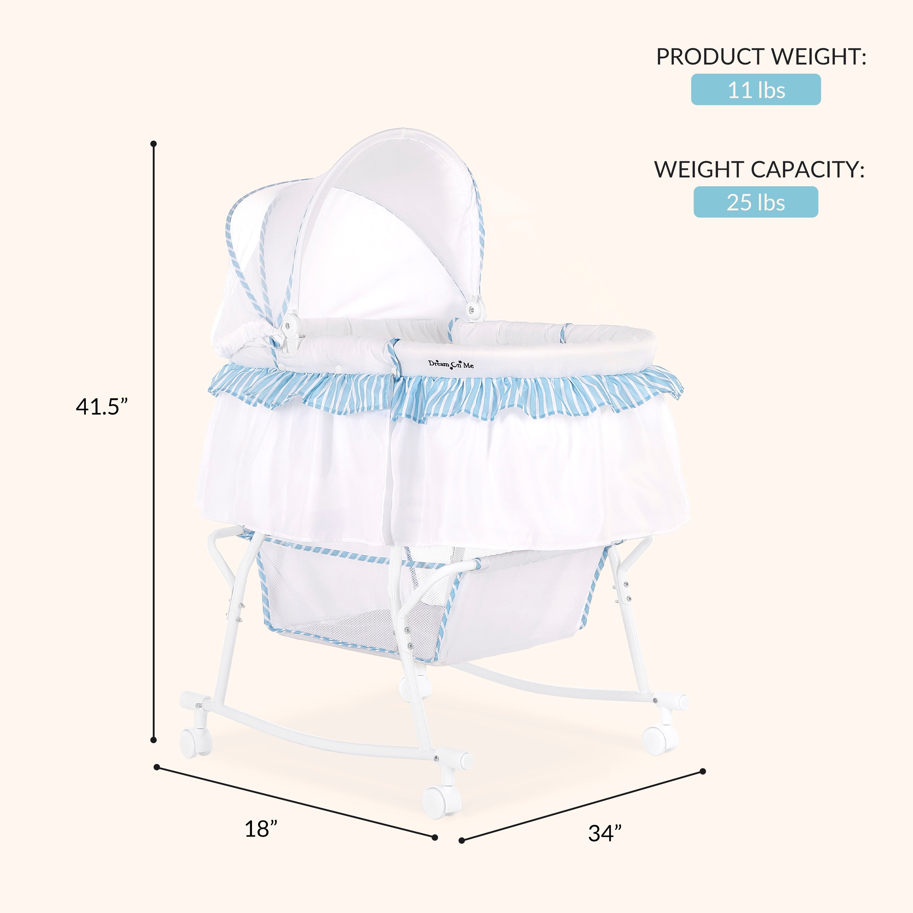 Dream On Me Lacy Portable 2-In-1 Bassinet
