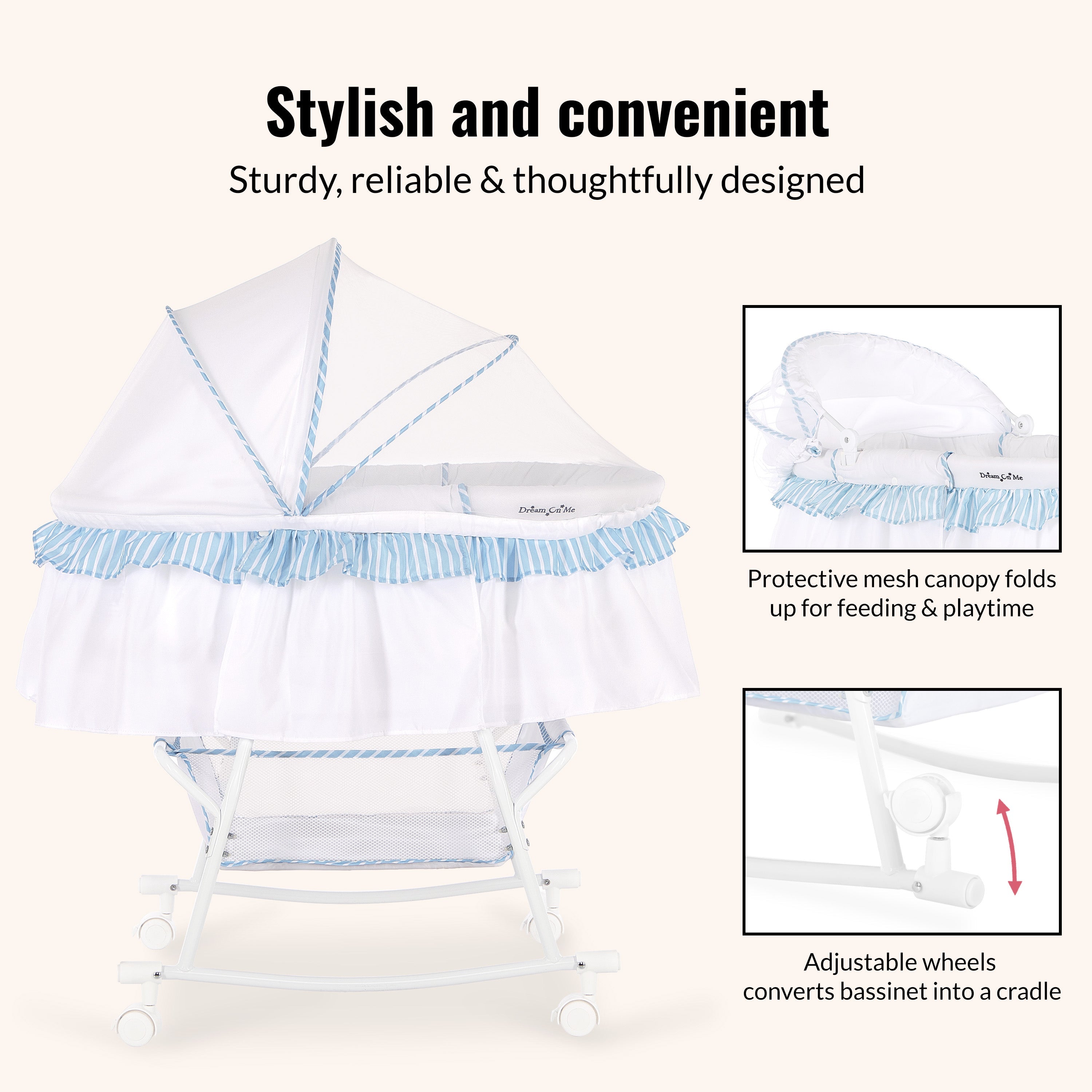Dream On Me Lacy Portable 2-In-1 Bassinet