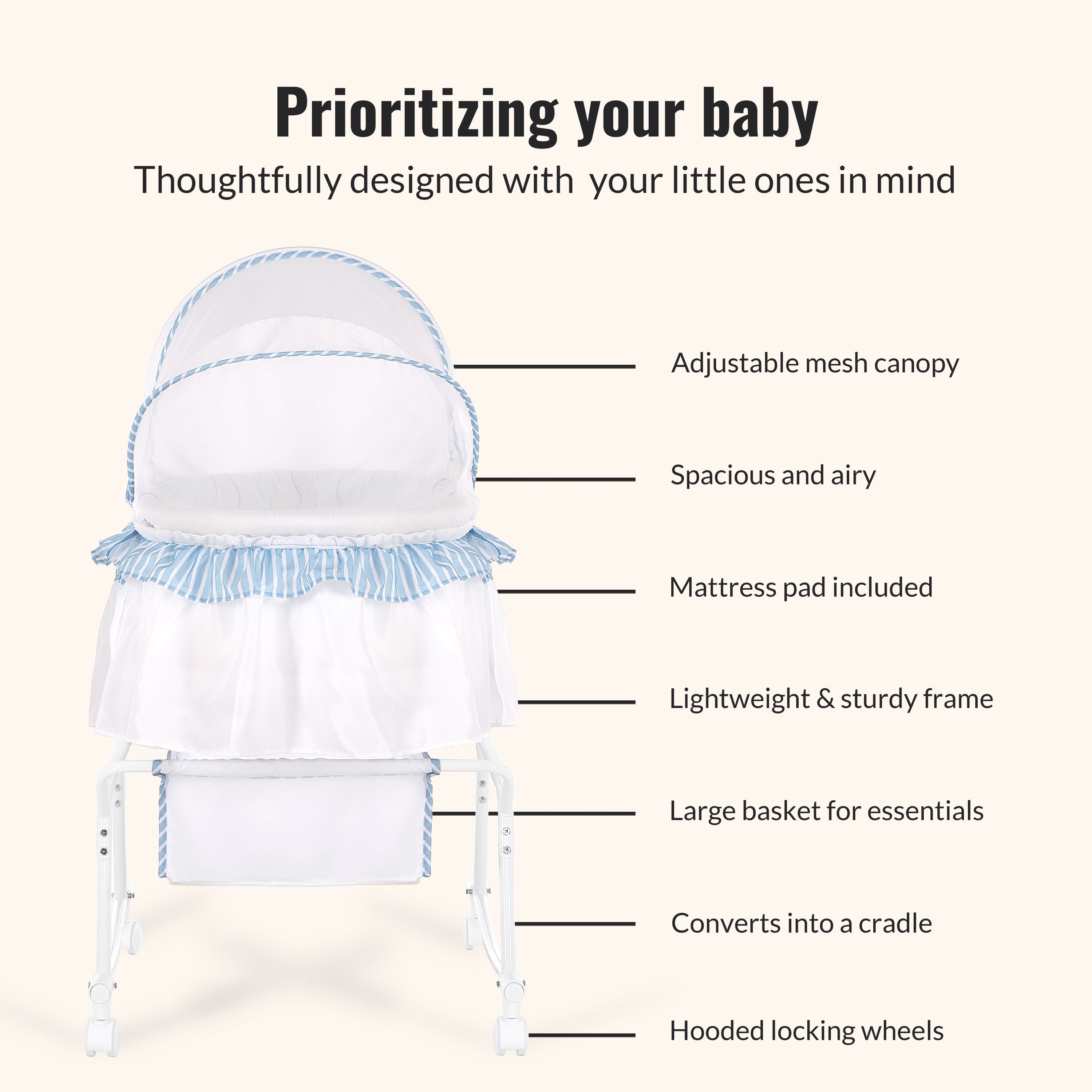 Dream On Me Lacy Portable 2-In-1 Bassinet