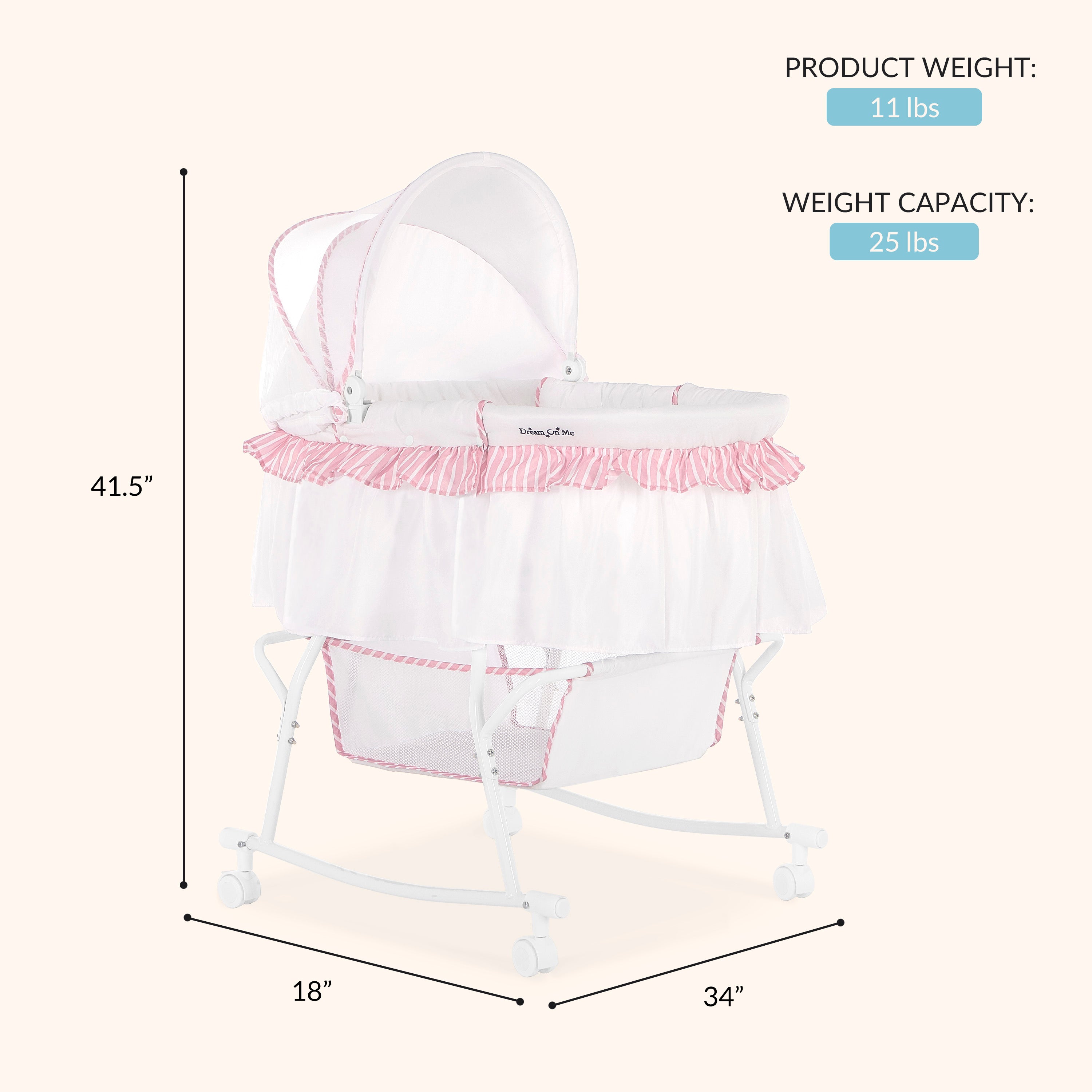 Dream On Me Lacy Portable 2-In-1 Bassinet