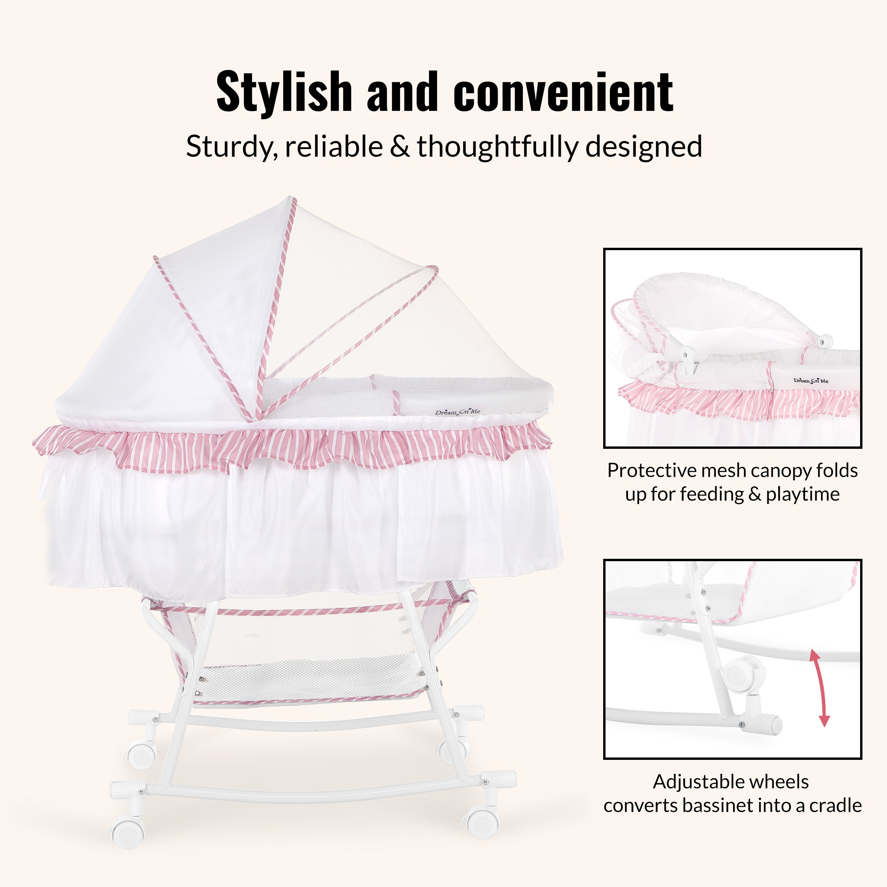 Dream On Me Lacy Portable 2-In-1 Bassinet