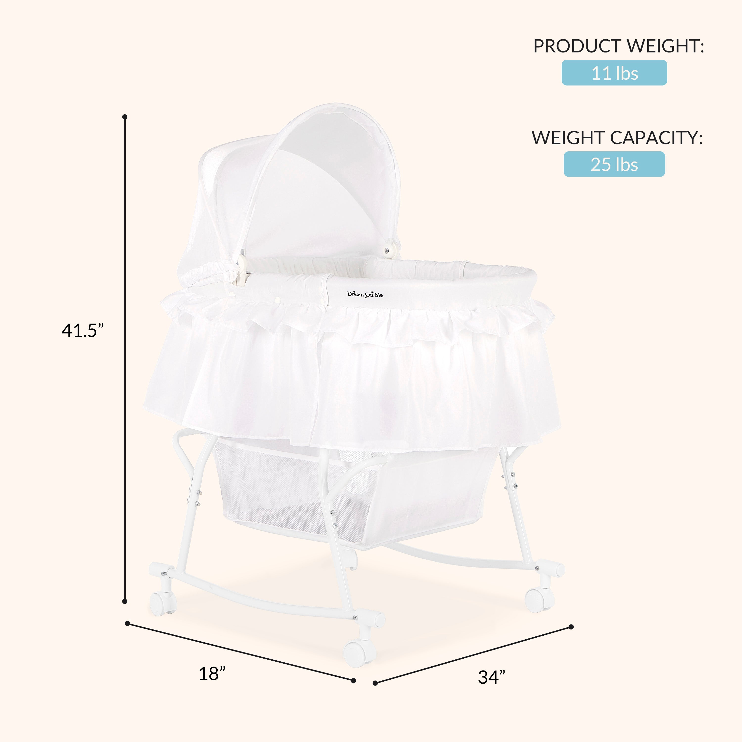 Dream On Me Lacy Portable 2-In-1 Bassinet
