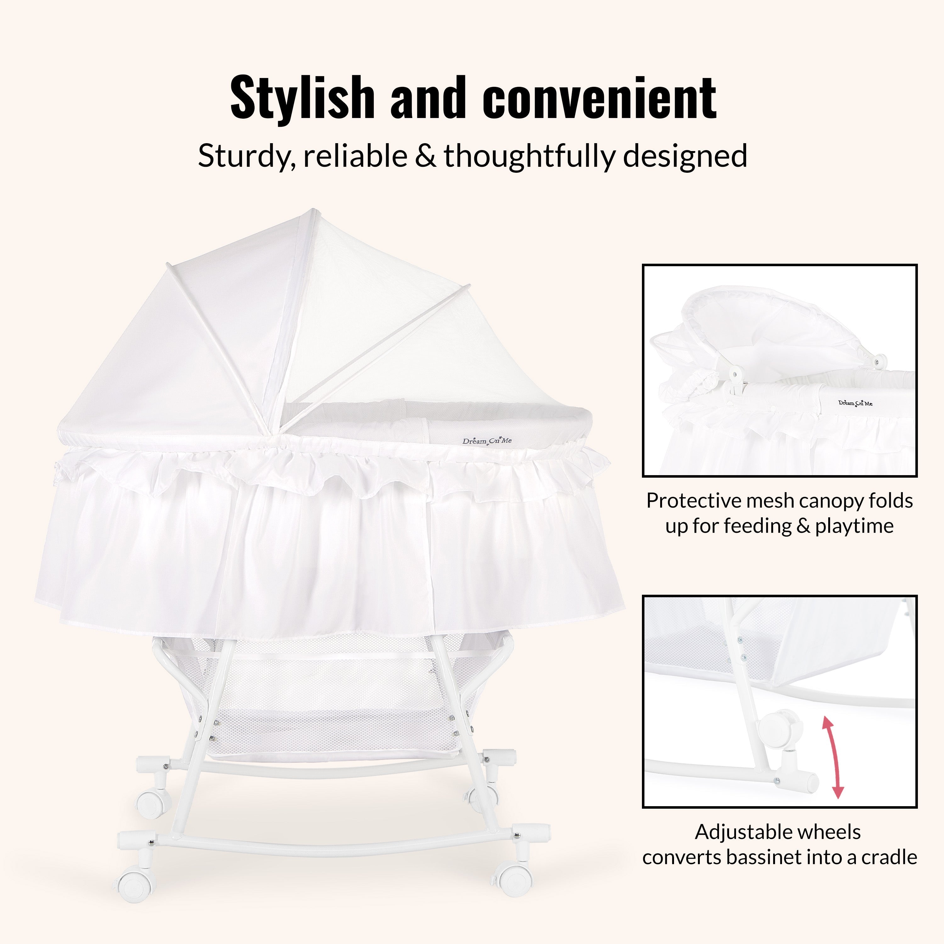 Dream On Me Lacy Portable 2-In-1 Bassinet