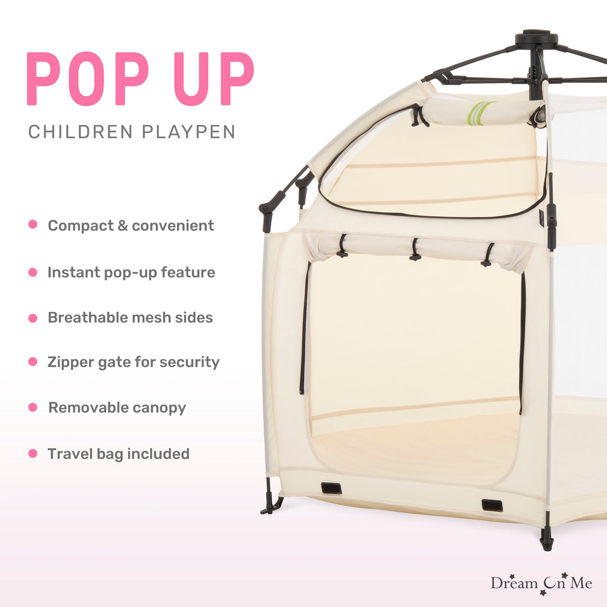 Dream On Me Pop Up Children Playpen with Canopy