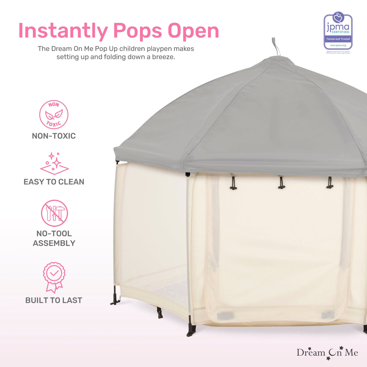 Dream On Me Pop Up Children Playpen with Canopy