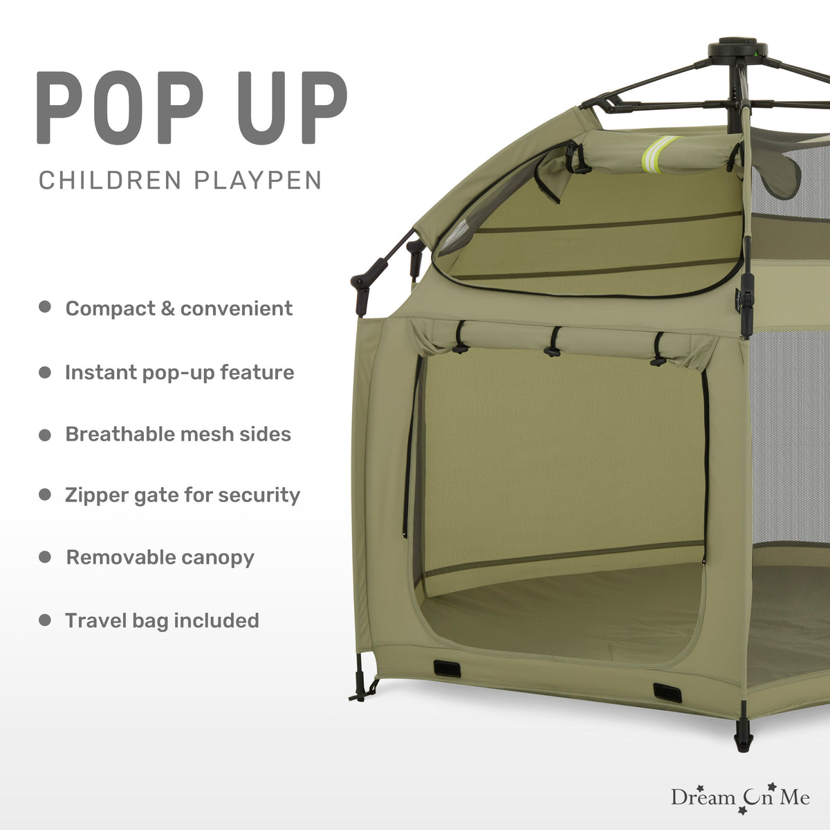 Dream On Me Pop Up Children Playpen with Canopy