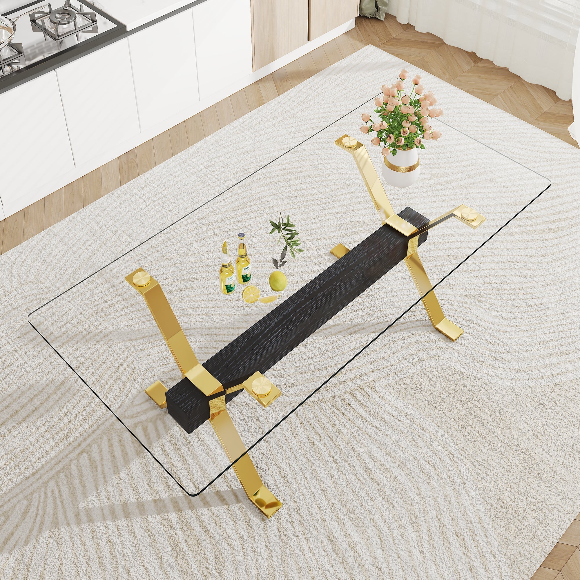 Modern Tempered Glass Dining Table