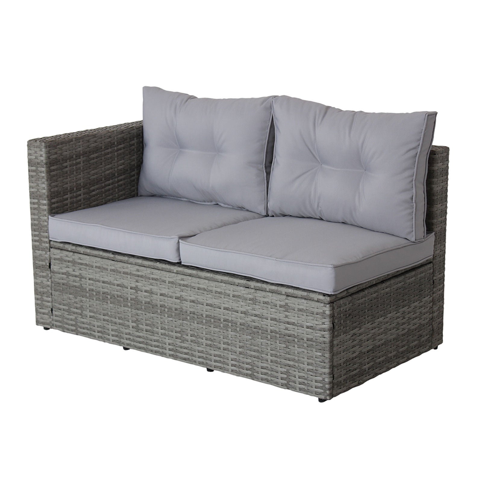 4 Piece Patio Sectional Sofa Set with Storage Box - Grey