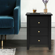 Nightstand End Beside Table Drawers -Black